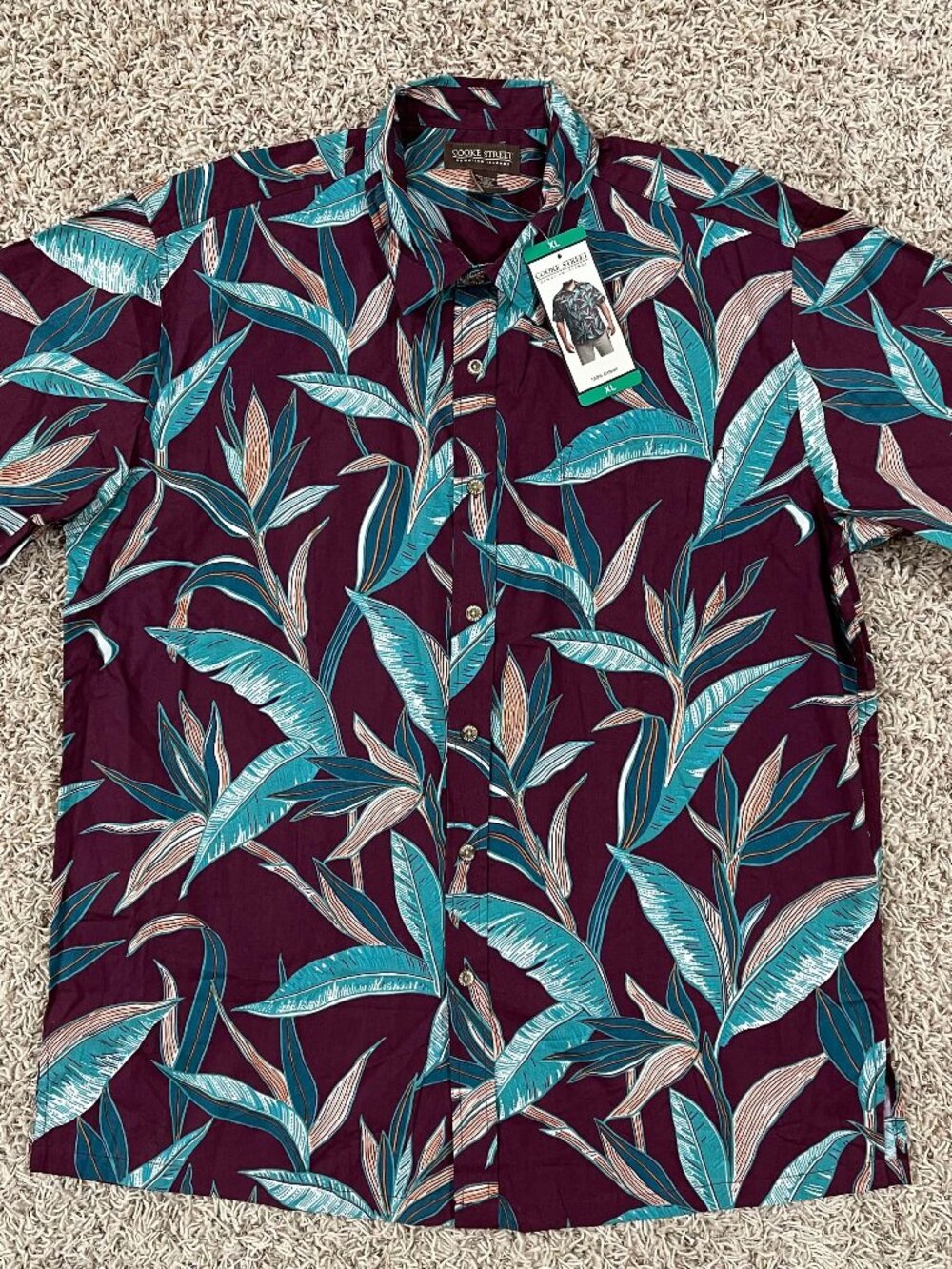 Cooke Street Men’s Aloha Hawaiian Woven Button Shirt, Size XL (New)